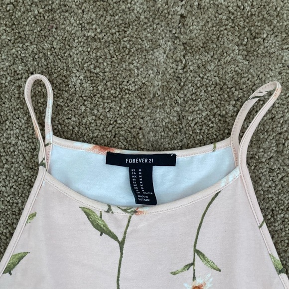 Forever 21 blush pink with white floral large print halter dress, medium - Picture 5 of 12